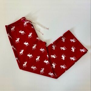 Abercrombie & Fitch red brushed cotton pajama pants with moose pattern